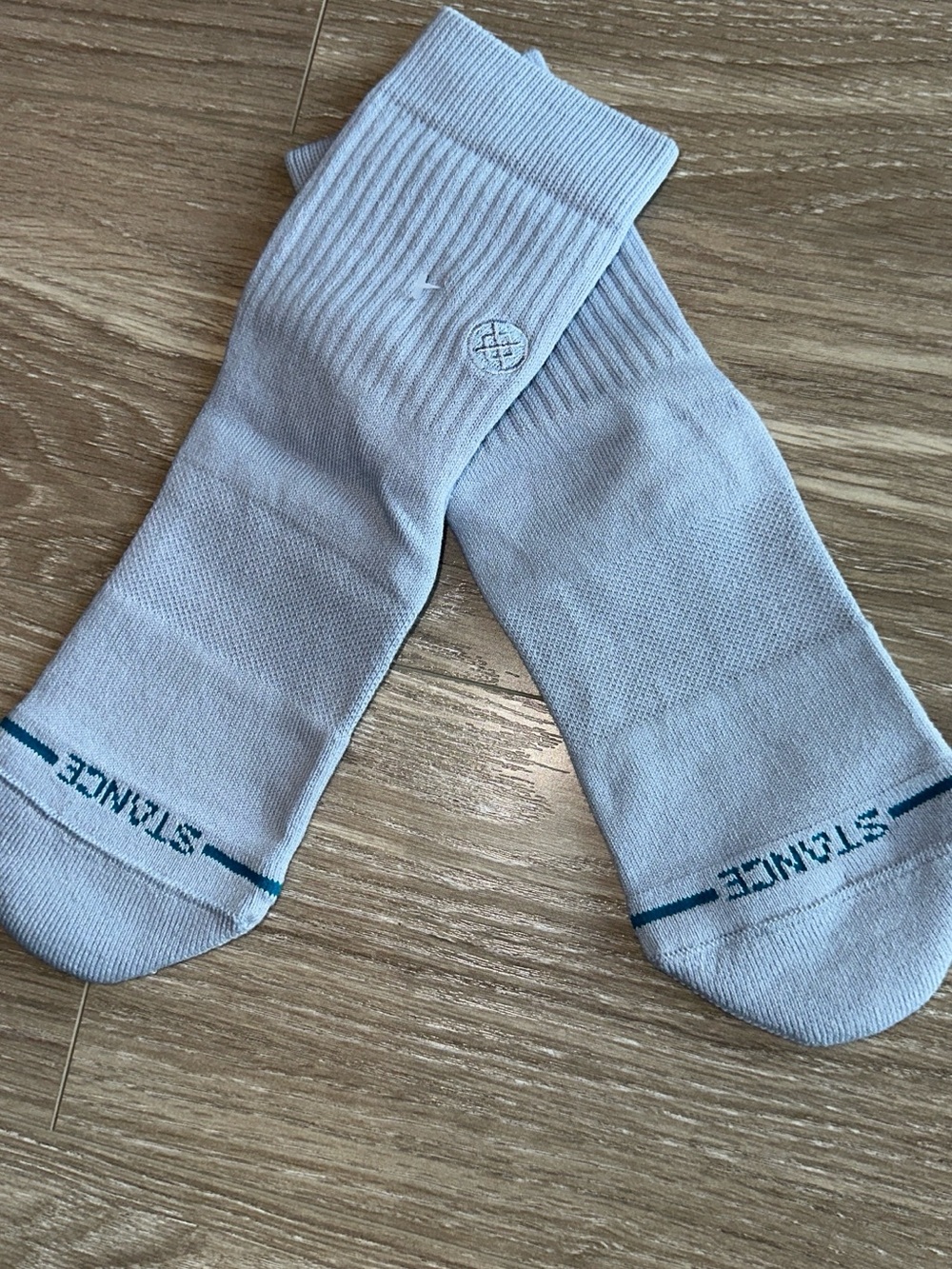 Stance Men's Light Blue Crew Athletic Socks with Teal Accent